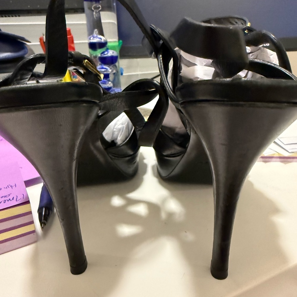Saint Laurent Black Strappy Heels - Picture 11 of 12